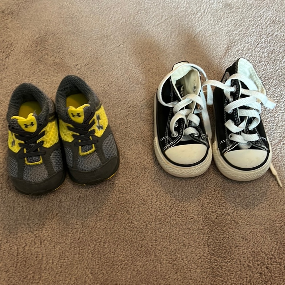 Converse and Under Armour sz 4 little boys shoes